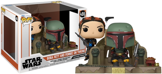 תמונה של בובת פופ מלחמת הכוכבים המנדלוריאן - STAR WARS THE MANDALORIAN BOBA FETT AND FENNEC ON THRONE POP