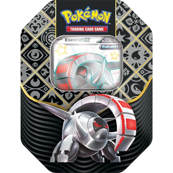 תמונה של פוקימון קלפים - POKEMON SCARLET AND VIOLET PALDEAN FATES 4-BOOSTER TIN SHINY IRON TREADS EX