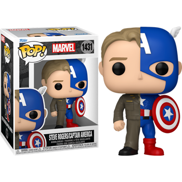 תמונה של בובת פופ קפטן אמריקה - MARVEL SPLIT STEVE ROGERS/CAPTAIN AMERICA POP